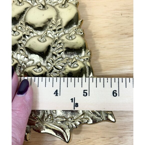 VIRGINIA METALCRAFTERS Brass Christmas Tree Trivet Williamsburg Pineapple VTG - Picture 10 of 10